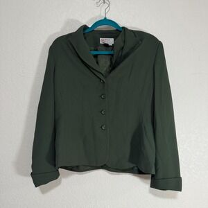 Jennifer Moore‎ Petites Women's Green Blazer Jacket Size 2P Button Front